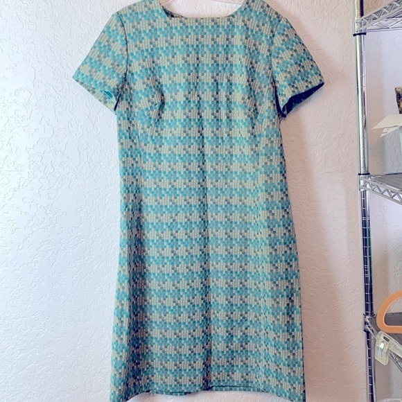 RARE VTG 60s Edith Flagg MOD dress 70s checkered plaid fit & flare vintage shift - Picture 1 of 12